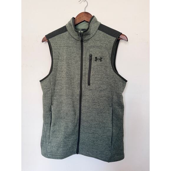 Under Armour Men’s Full Zip Fleece Vest Small Green  Performance Outdoor Layer - Picture 1 of 7